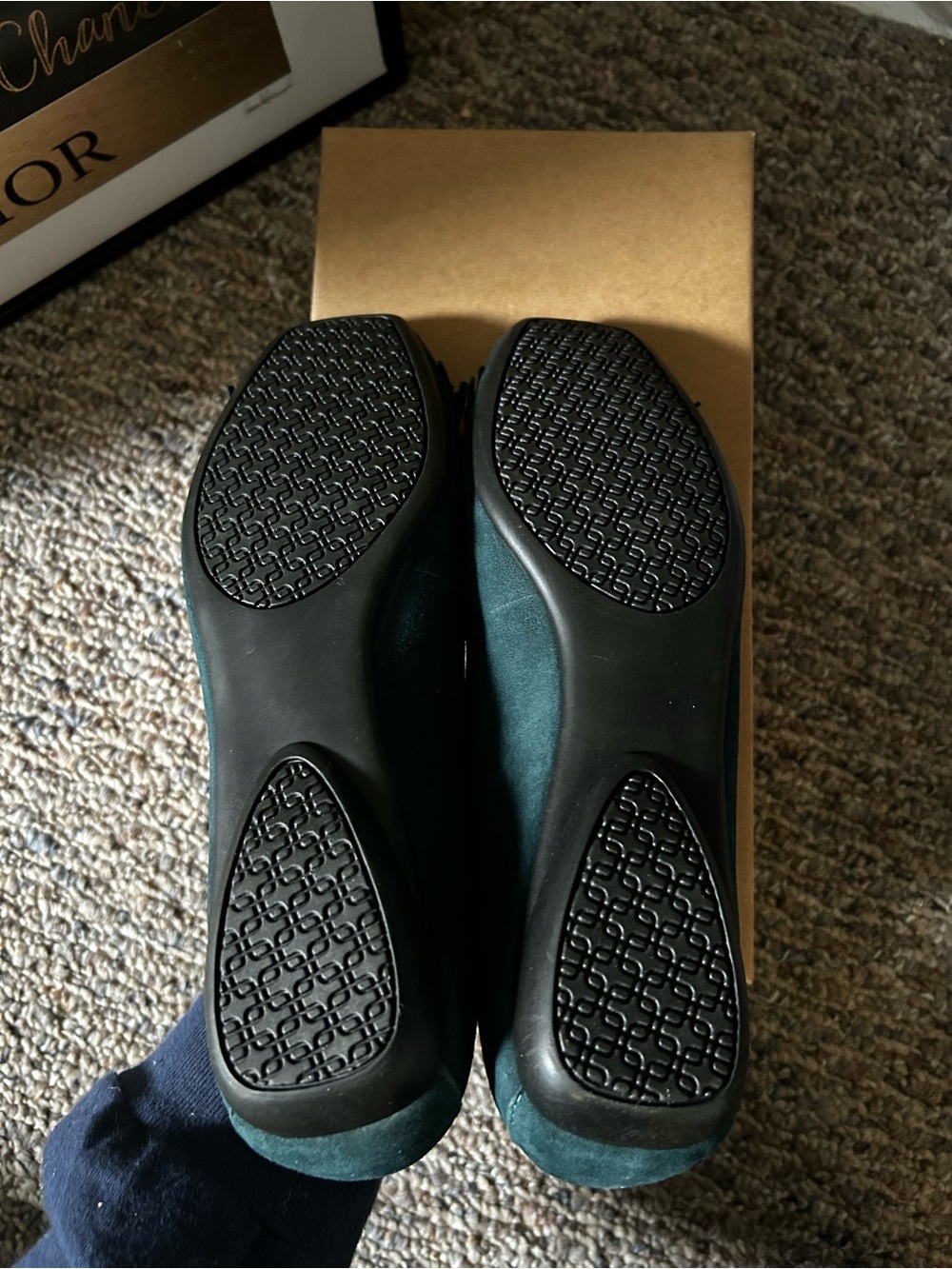 Coldwater Creek Teal Satin Fringe Ballet Flats, NWT Size 8.5M - Picture 6 of 7